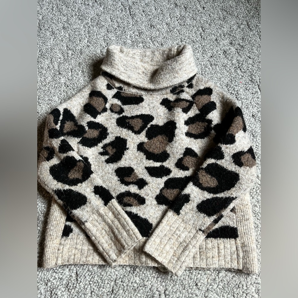 RDstyle Leopard Print Turtleneck Sweater